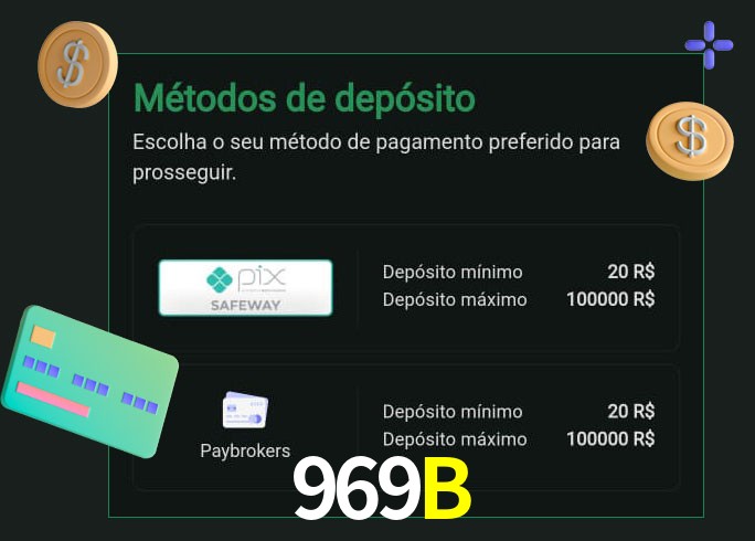 O cassino 969B oferece uma grande variedade de métodos de pagamento